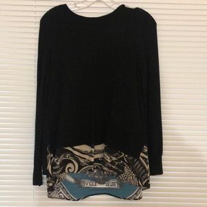 DKNY - Black Sweater with Blue Chiffon Layer